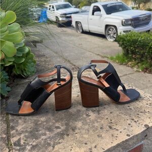 Celine Crosta Black Calf 37 T Strap Sandals Original